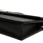 Grain De Poudre Matelasse Chevron Monogram Envelope Chain Wallet Black