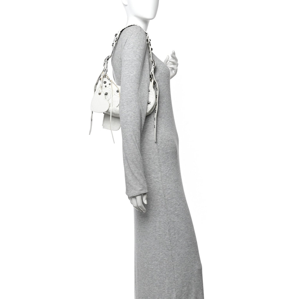 Agneau Arena Le Cagole Shoulder Bag XS Optic White