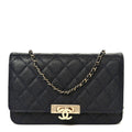 Caviar Quilted Golden Class Wallet On Chain WOC Navy