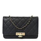 Caviar Quilted Golden Class Wallet On Chain WOC Navy