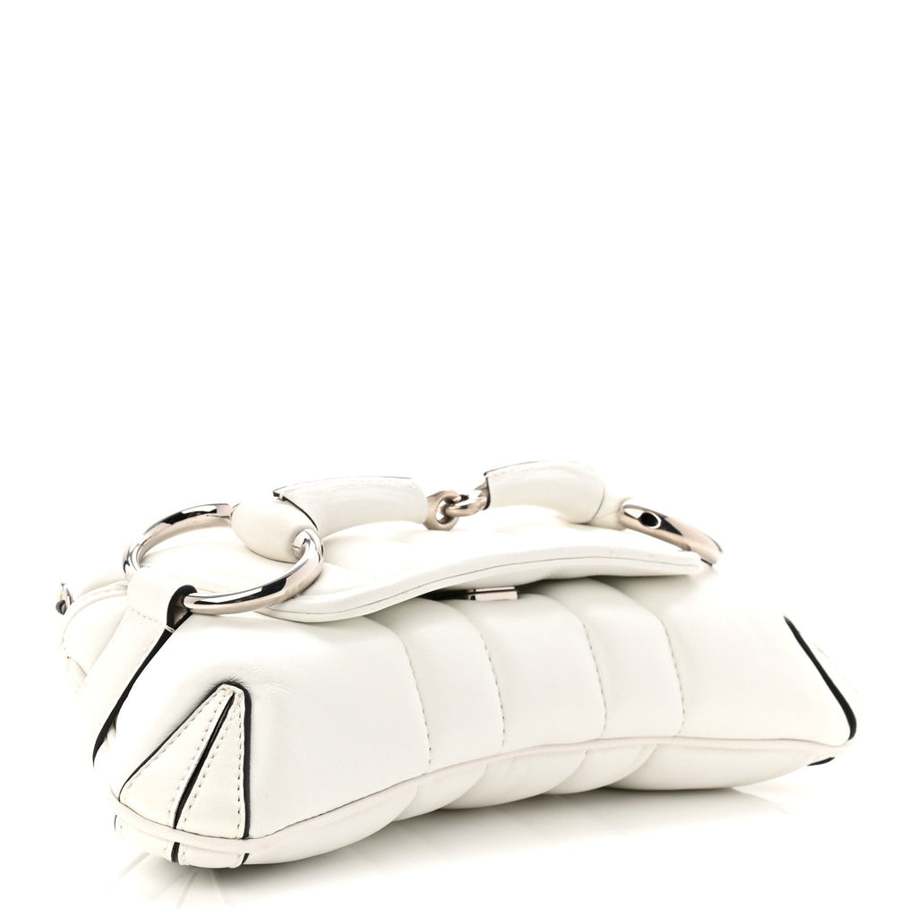 Nappa Vertical Matelasse Small Maxi Horsebit Chain Shoulder Bag Great White