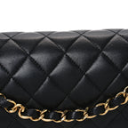 Lambskin Quilted Small Double Flap Black