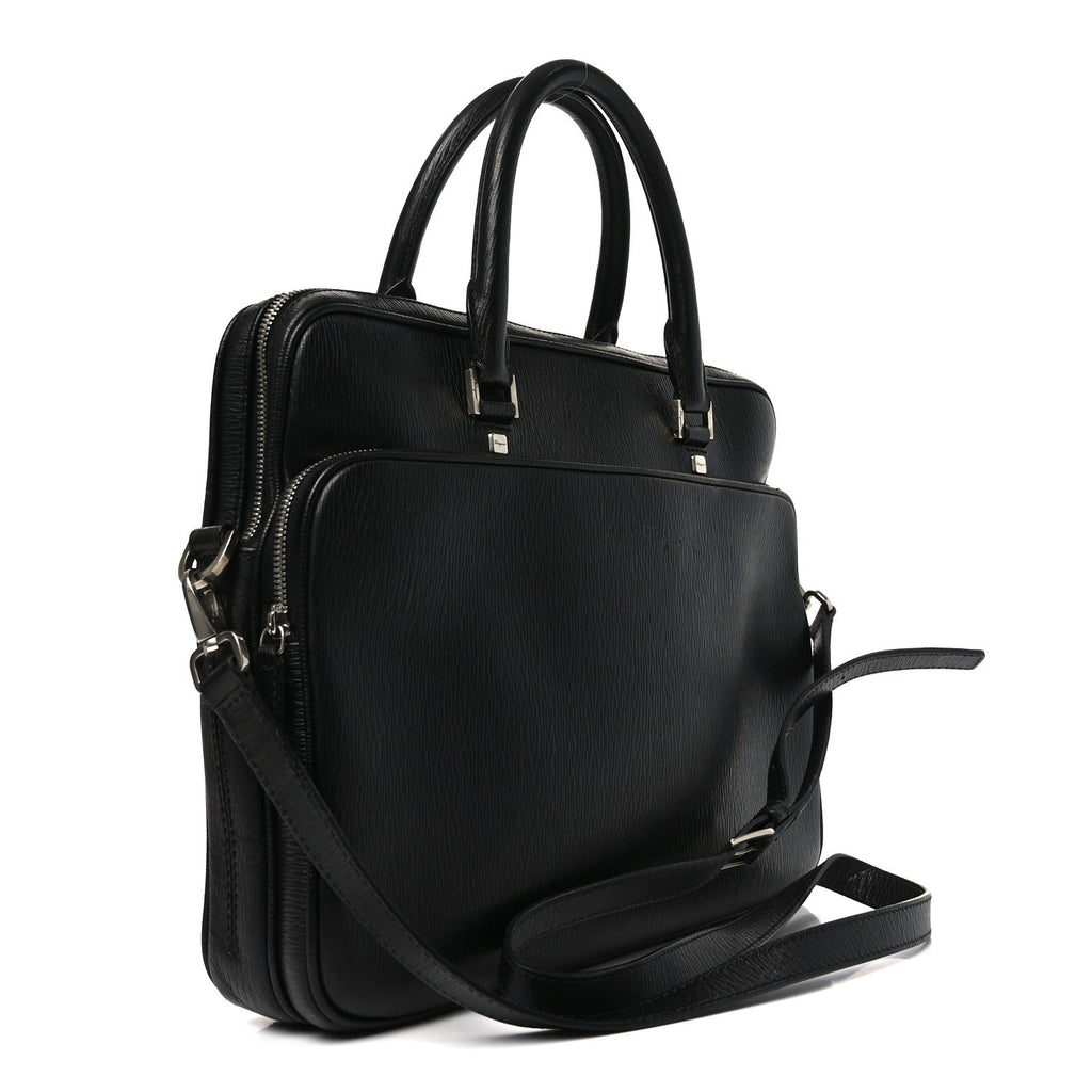 Calfskin Zip Around Briefcase Black