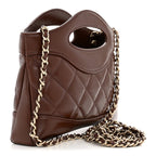 Shiny Crumpled Calfskin Quilted Nano 31 Shopping Bag Brown