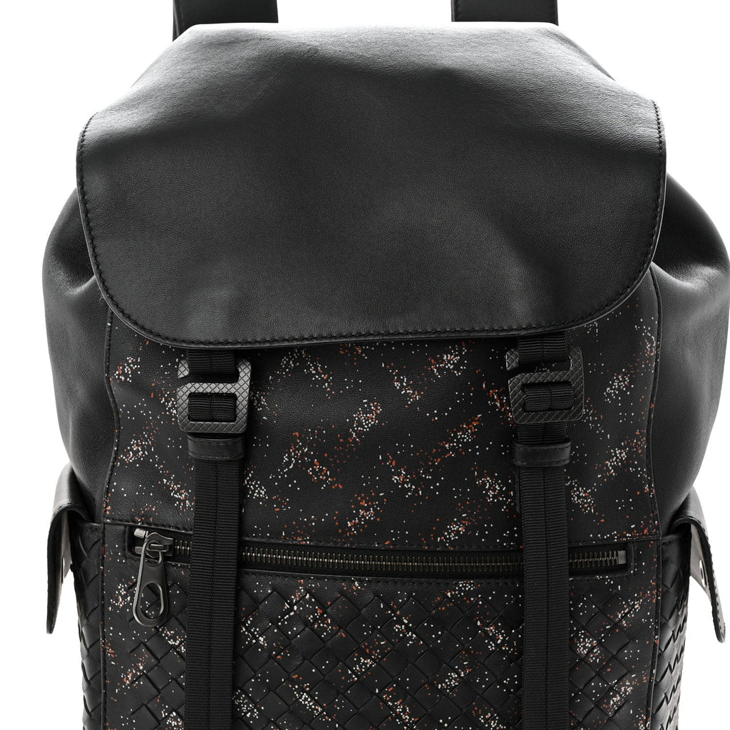 Calfskin Intrecciato Sassolungo Backpack Black Multicolor