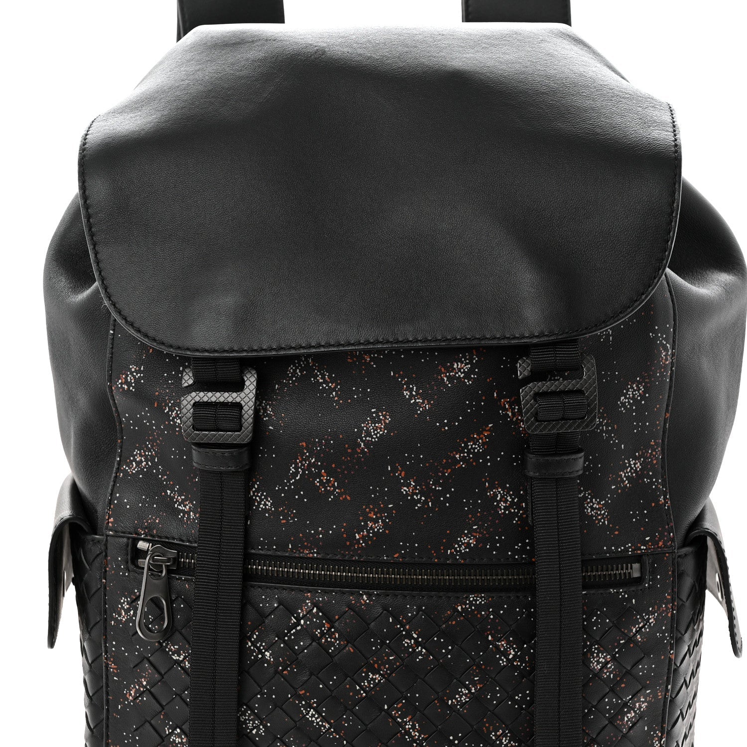 Calfskin Intrecciato Sassolungo Backpack Black Multicolor