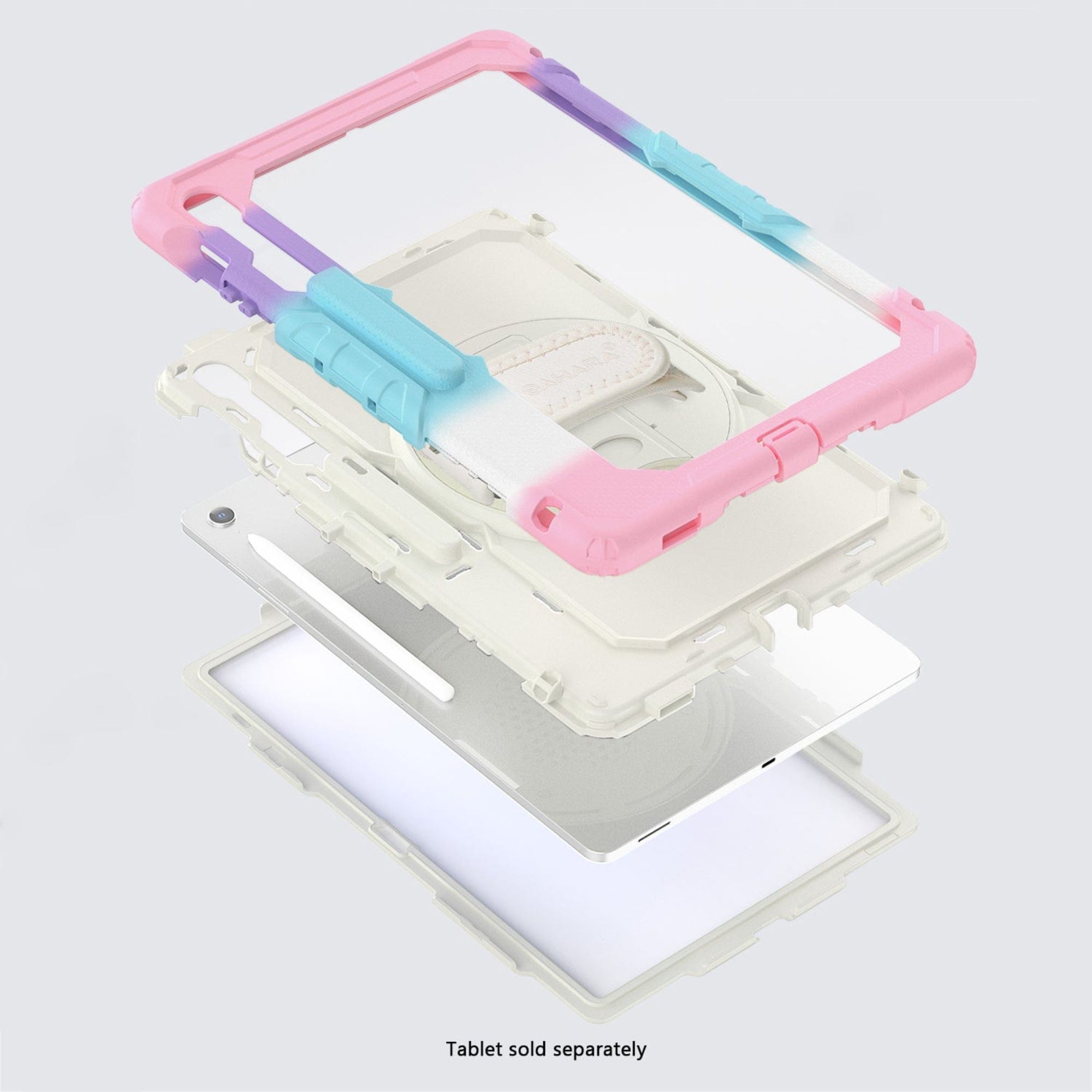 SAHARA - Raider Series Heavy Duty Case with Hand Strap for Samsung Galaxy Tab S10 FE+ - Sunset Sorbet