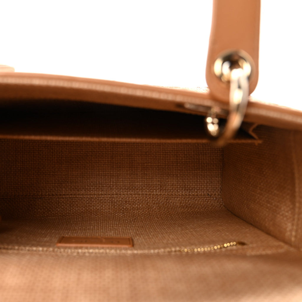 Raffia Medium Lady Dior Bag Beige