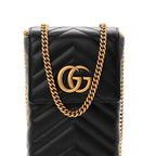 Calfskin Small GG Marmont Phone Crossbody Bag Black