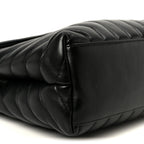 Calfskin Y Quilted Monogram Medium Loulou Chain Satchel Black