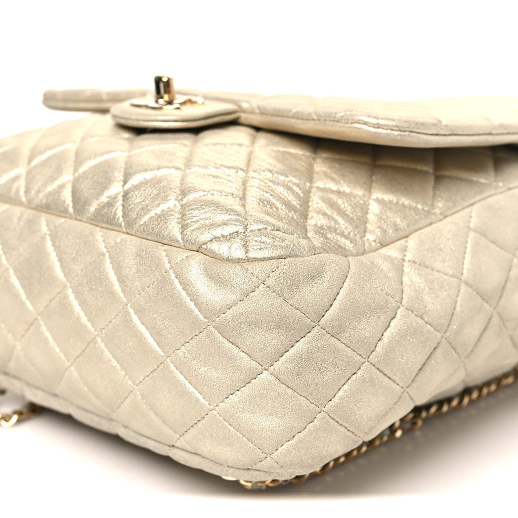 Metallic Lambskin Quilted Small In Seoul Backpack Light Gold