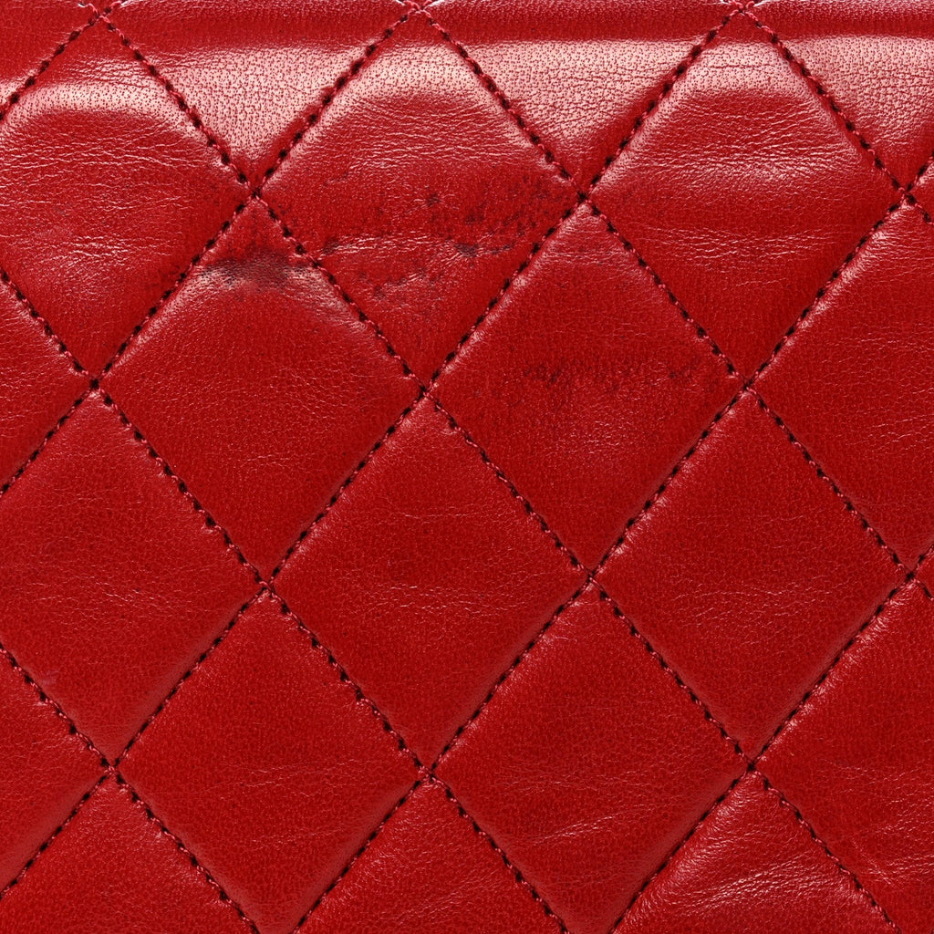 Lambskin Quilted Medium Single Flap Red