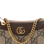 GG Supreme Monogram Textured Dollar Calfskin Mini Ophidia Chain Bag Beige Ebony