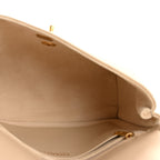 Calfskin Stitched Flap Top Handle Beige