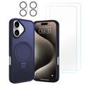 Entronix Bundle Compatible with iPhone 17 - [Magnetic] Translucent Matte Gripstand Case, 2 Clear Screen Protectors & 2 Camera Lens Protectors