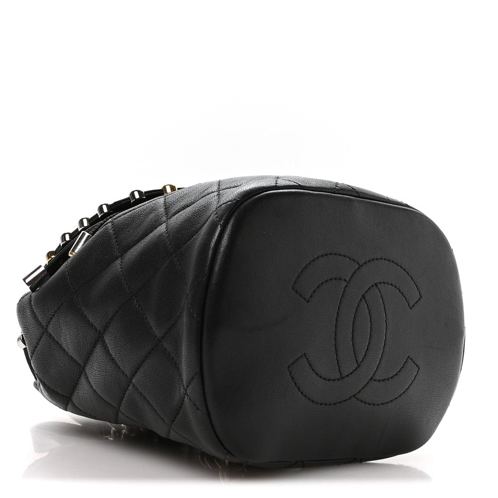Lambskin Quilted Metallic Bubble Backpack Black