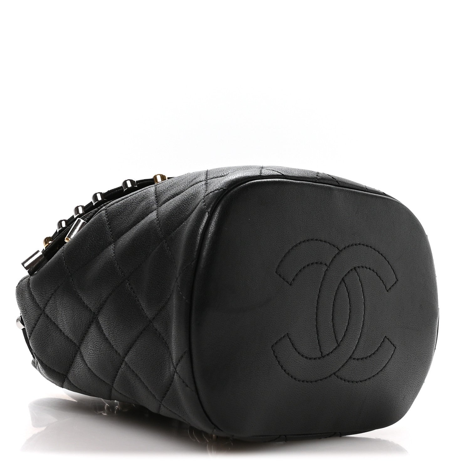Lambskin Quilted Metallic Bubble Backpack Black