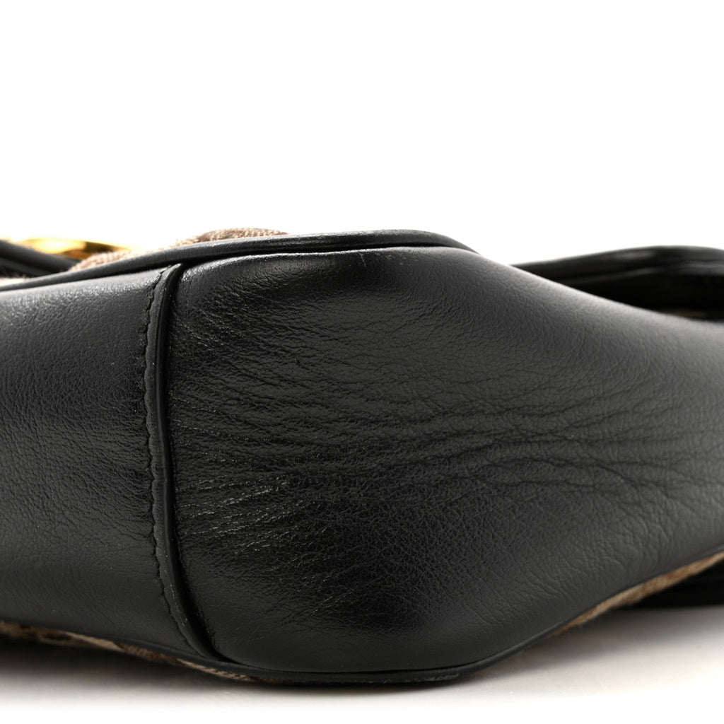 Monogram Matelasse Diagonal Small GG Marmont Shoulder Bag Beige Black