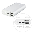 Reiko 2A5V 6800Mah Universal Power Bank With Two Usb-A Ports And One Usb-C In Silver