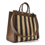Paglia Pequin Vitello King Woven Medium Fendi Sunshine Shopper Tote Naturale Gianduia