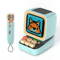 Retro Pixel Art Bluetooth Portable Speaker Alarm Clock DIY LED Display Board; Cute Gift Home Light Decoration  with mic