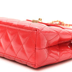 Shiny Aged Calfskin Quilted Nano Kelly Shopper Dark Red