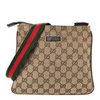 Monogram Web Small Flat Messenger Bag Brown