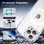 Entronix [Magnetic] Case Compatible with iPhone 14 Pro - [Hard Back] Thick Clear