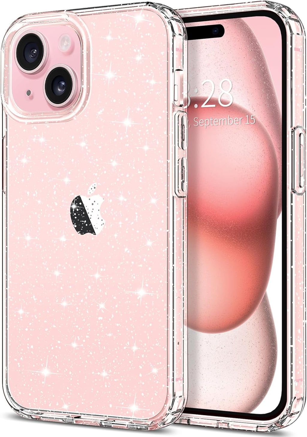 Entronix Case Compatible with iPhone 15 Plus - [Hard Back] Glitter Clear