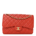 Pearly Caviar Quilted Jumbo Double Flap Orange
