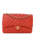 Pearly Caviar Quilted Jumbo Double Flap Orange