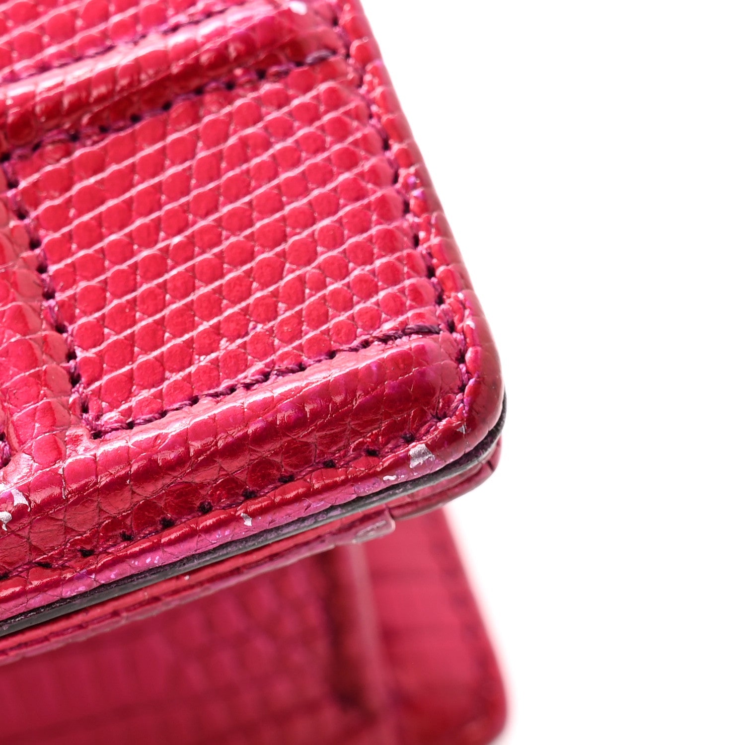 Metallic Lizard Small Diorama Flap Bag Fuchsia