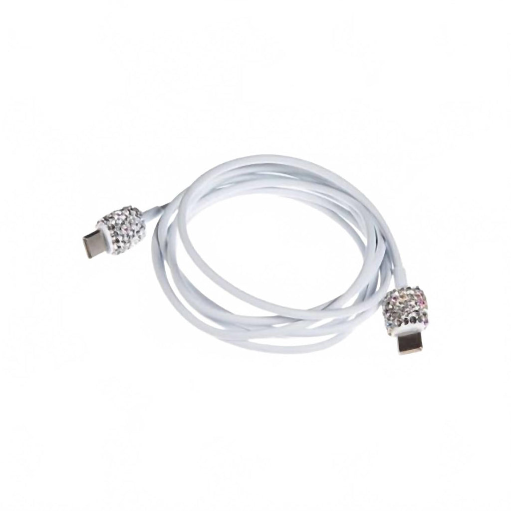 Women's Clear Bling Usb Charger Cable In White