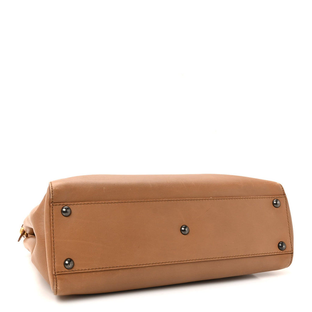 Vitello Seta Shiny Nappa Elaphe Medium Peekaboo Iconic Satchel Latte Blue