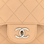 Caviar Quilted Jumbo Double Flap Beige Clair