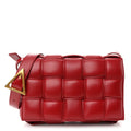 Nappa Maxi Intreccio Padded Cassette Crossbody Bag Dark Red