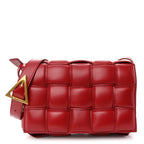 Nappa Maxi Intreccio Padded Cassette Crossbody Bag Dark Red