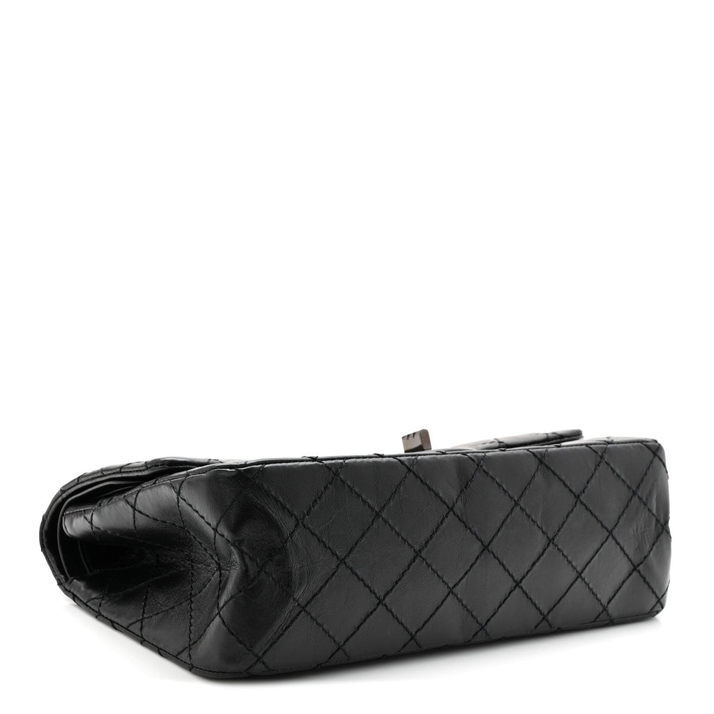 Aged Calfskin Quilted 2.55 Reissue 225 Flap So Black