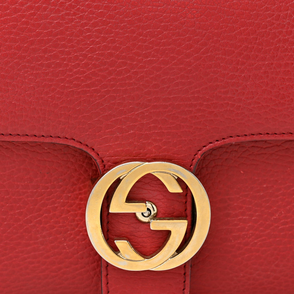Dollar Calfskin Interlocking G Top Handle Shoulder Bag Red