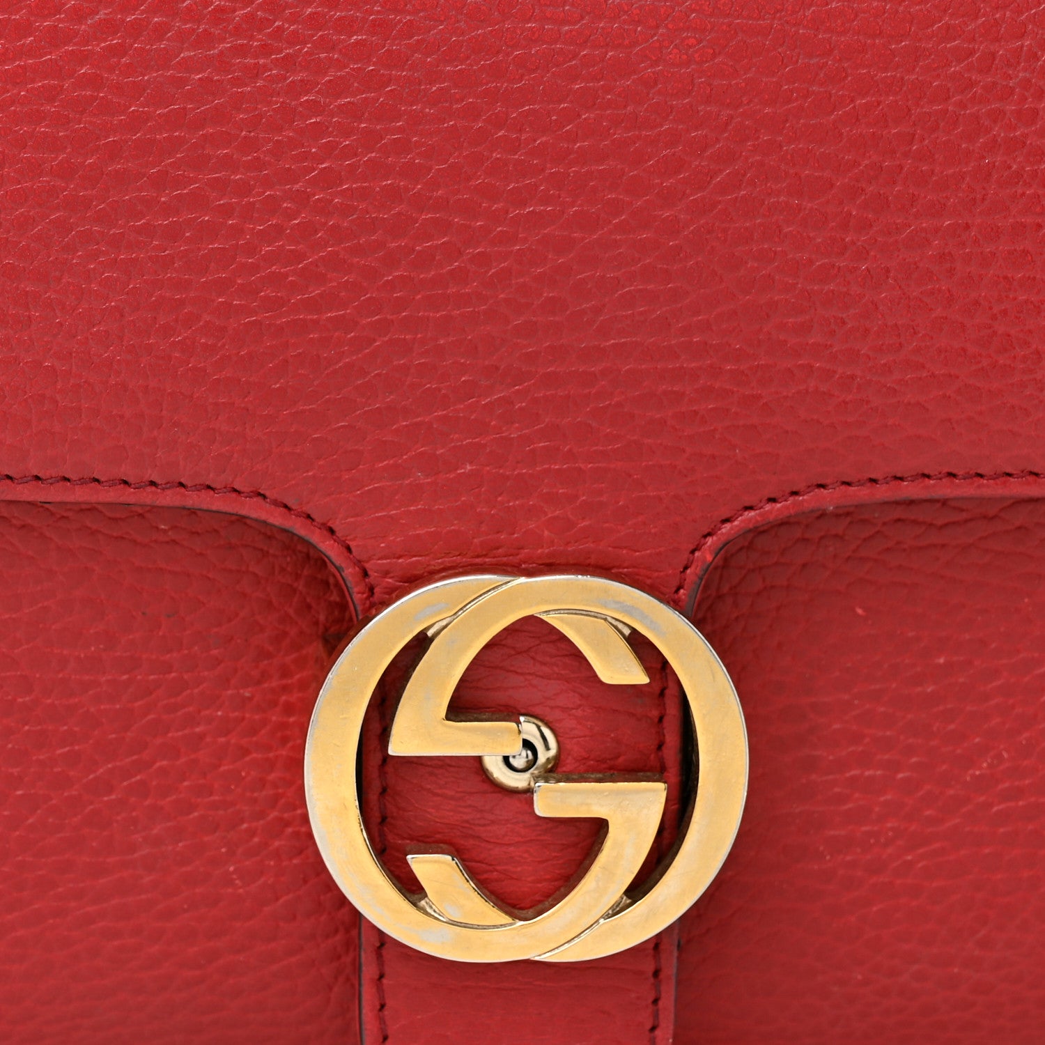 Dollar Calfskin Interlocking G Top Handle Shoulder Bag Red