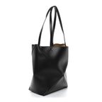 Shiny Calfskin Medium Puzzle Fold Tote Black
