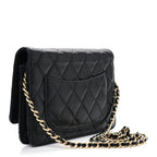 Lambskin Quilted Wallet On Chain WOC Black