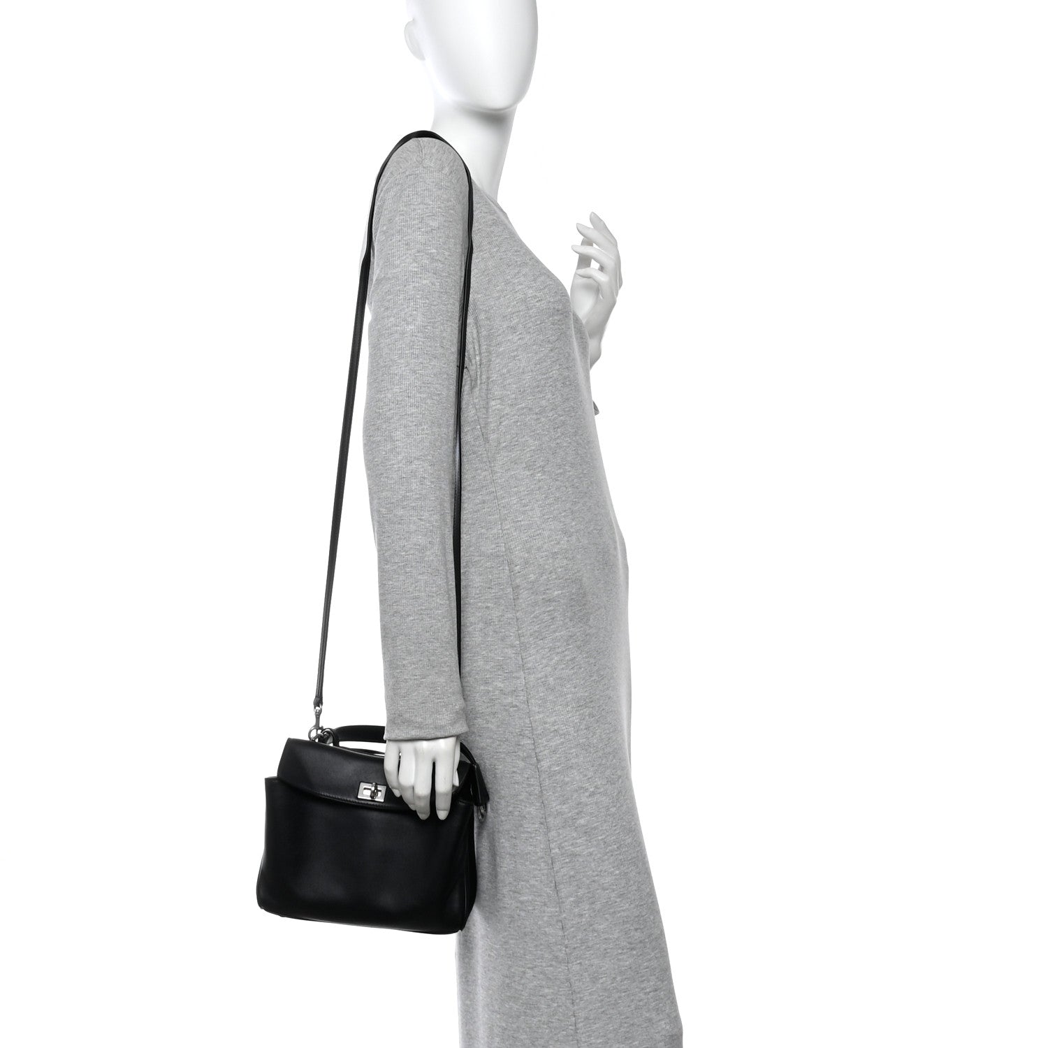 Natural Smooth Calfskin Mini Rodeo Top Handle Handbag Black