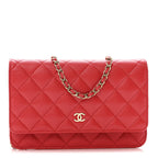 Caviar Quilted Wallet on Chain WOC Red
