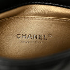 Shiny Lambskin Quilted Mini Pearl Logo Flap Black