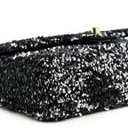 Sequin Quilted Small Single Flap Black White Grey