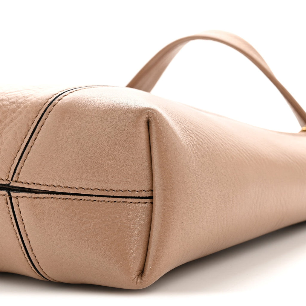 Grained Calfskin Small Spin Tote Woodrose