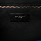 Grain De Poudre Matelasse Chevron Large Monogram Satchel Blue Majorelle