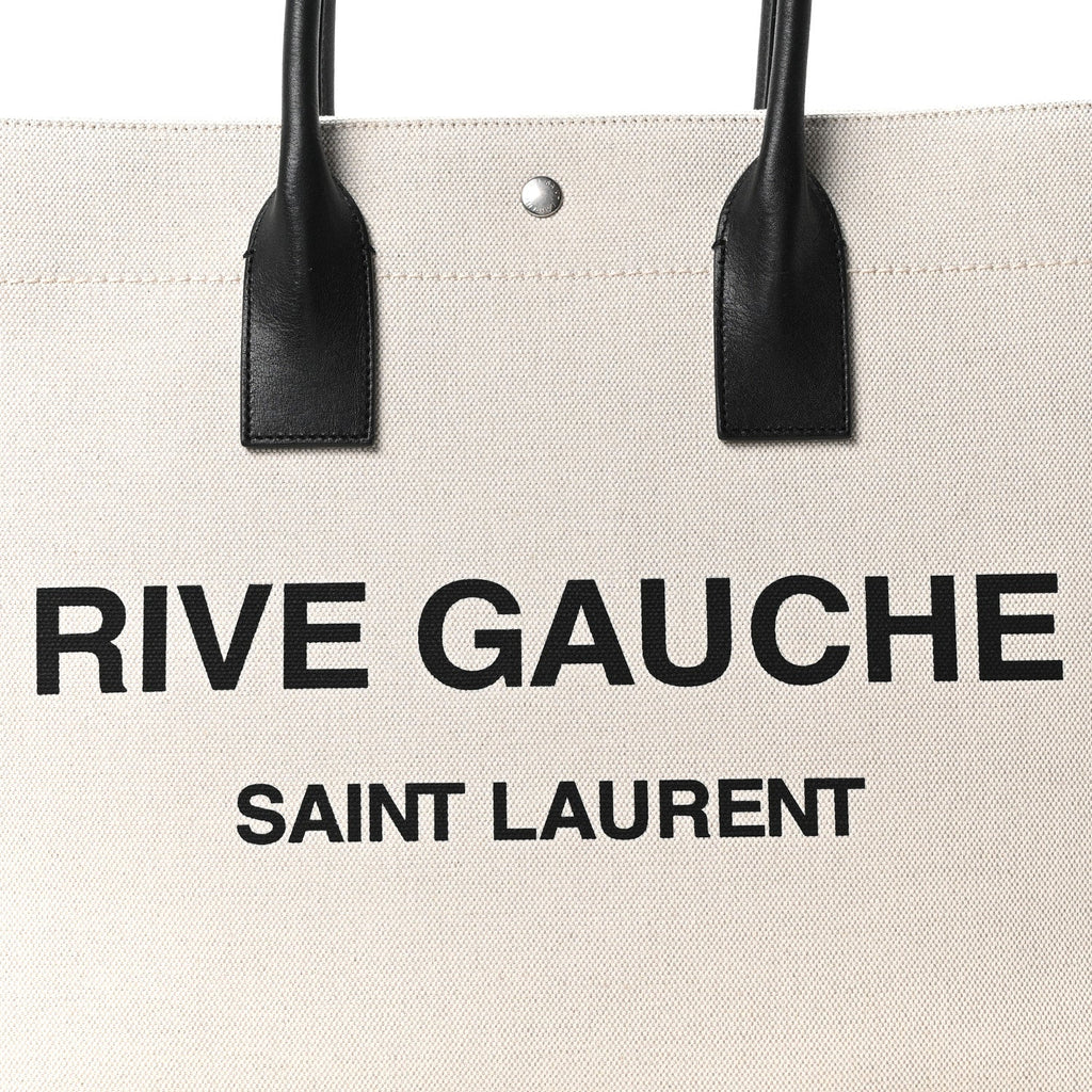 Linen Calfskin Small Rive Gauche Tote Greggio Natural