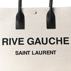 Linen Calfskin Small Rive Gauche Tote Greggio Natural